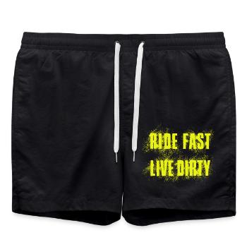 RIDE FAST LIVE DIRTY – MOUNTAINBIKE - MOTOCROSS - Badeshorts - Schwarz - Vorne - AI Model Male 185 light (185cm)