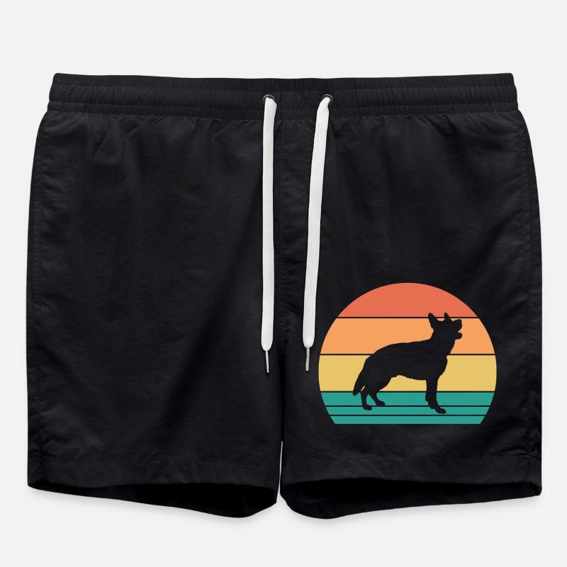 Dog German Shepherd - Swim Trunks - black