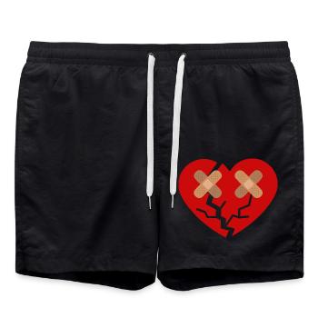 Broken Heart with Band-Aid - Swim Trunks - black - Front - AI Model Male 185 light (185cm)