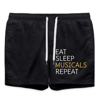 Eat Sleep Musicals Repeat Musical Theatre - Swim Trunks - black - Front - AI Model Male 185 light (185cm)