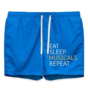 Eat Sleep Musicals Repeat Musical Theatre - Swim Trunks - cobalt blue - Front