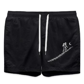 Astronaut auf der Treppe Weltraum-Style - Badeshorts - Schwarz - Vorne - AI Model Male 185 light (185cm)