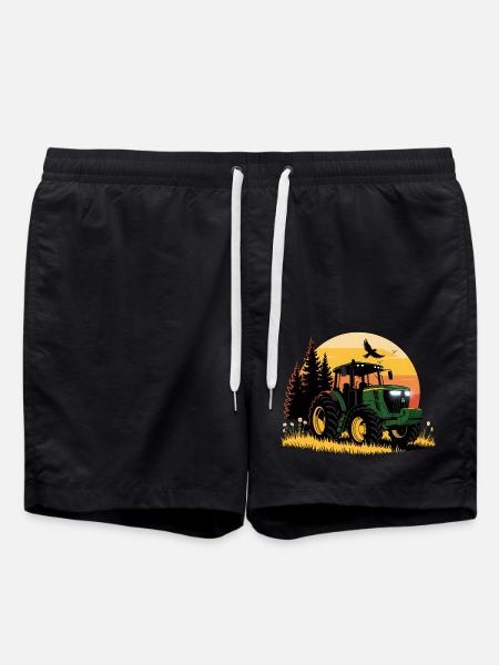 Tracteur - Remorqueur - Agriculteur - Short de bain - noir