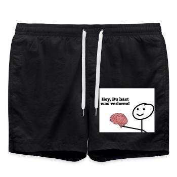 Hey, Du hast was verloren! - Badeshorts - Schwarz - Vorne - AI Model Male 185 light (185cm)