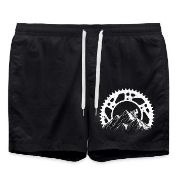 Berge und Fahrrad, für Radfahrer, Radfahrerin, Rad - Badeshorts - Schwarz - Vorne - AI Model Male 185 light (185cm)