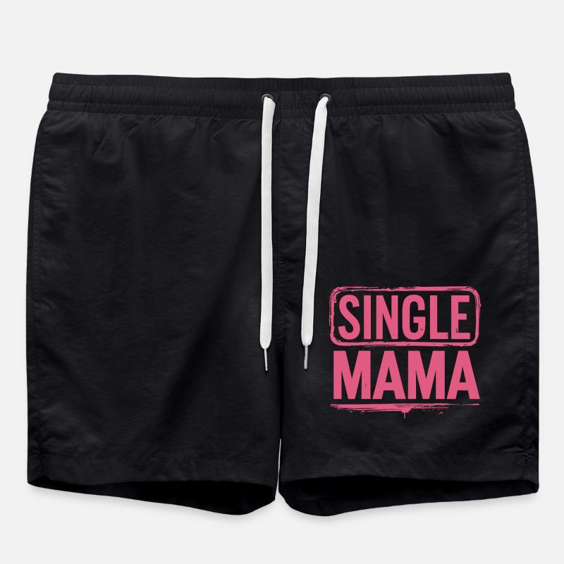 Single Mama Power Saying - Swim Trunks - black