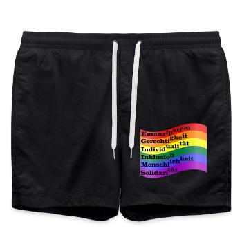 Gay Flag - Badeshorts - Schwarz - Vorne - AI Model Male 185 light (185cm)