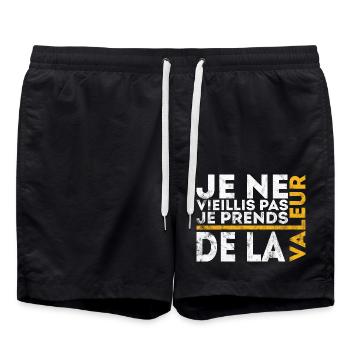 Ich werde nicht alt, ich steigere meinen Wert - Badeshorts - Schwarz - Vorne - AI Model Male 185 light (185cm)