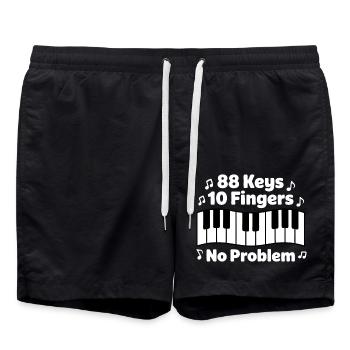 88 Keys 10 Fingers No Problem Piano Music Musician - Swim Trunks - black - Front - AI Model Male 185 light (185cm)