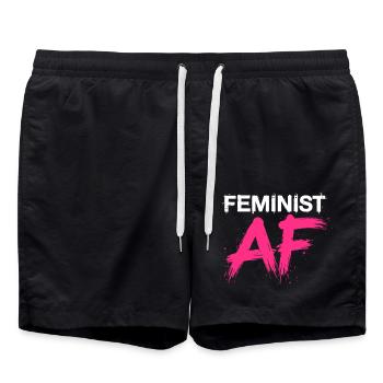 Féministe AF Déclaration Dicton - Short de bain - noir - Devant - AI Model Male 185 light (185cm)
