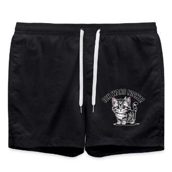 Süße Katze Ich war's nicht – Lustiges Comic-Tier - Badeshorts - Schwarz - Vorne - AI Model Male 185 light (185cm)