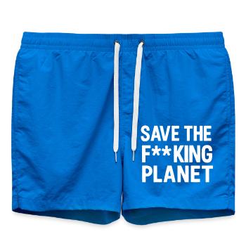 Save the fucking planet white - Swim Trunks - cobalt blue - Front