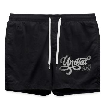 Unikat Est. 2007 - Geschenk Geburtstag - Badeshorts - Schwarz - Vorne - AI Model Male 185 light (185cm)
