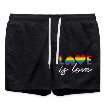 LGBTQIA+ love is love Regenbogen Flagge - Badeshorts - Schwarz - Vorne - AI Model Male 185 light (185cm)