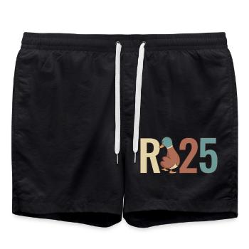 R Ente - Rente 2025 Geschenk - Badeshorts - Schwarz - Vorne - AI Model Male 185 light (185cm)