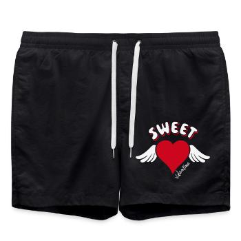 Sweet Valentine Valentine's Day Heart Cupid Wings - Swim Trunks - black - Front - AI Model Male 185 light (185cm)