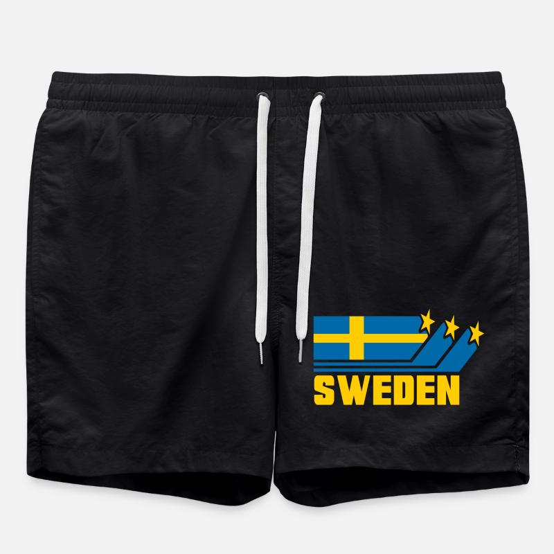 Sweden / Swedish - Flag / Gift - Swim Trunks - black