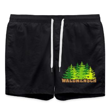 waldmensch wälder baum bäume geschenkidee - Badeshorts - Schwarz - Vorne - AI Model Male 185 light (185cm)