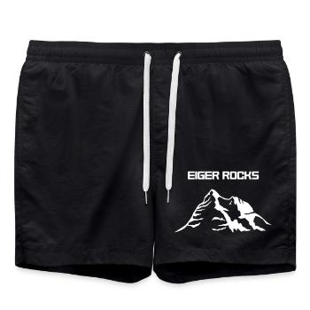 Eiger Rocks, swiss alps, Berg, Berge, mountains - Badeshorts - Schwarz - Vorne - AI Model Male 185 light (185cm)