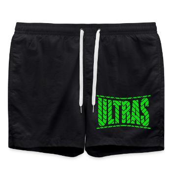 Ultras-Fußballfant-shirt Entwurfsgeschenkidee - Badeshorts - Schwarz - Vorne - AI Model Male 185 light (185cm)