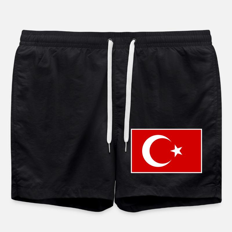 Turkey Türkiye Flag - Swim Trunks - black