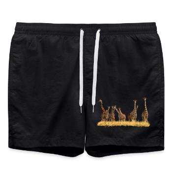 Giraffes - Swim Trunks - black - Front - AI Model Male 185 light (185cm)