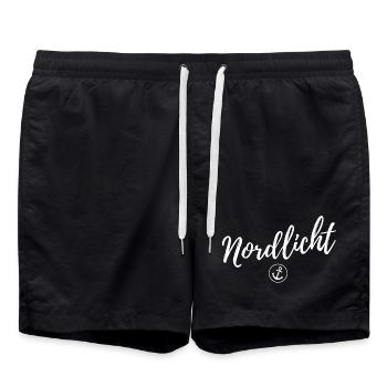 Nordlicht Anker Nordsee Segeln Boot Küste - Badeshorts - Schwarz - Vorne - AI Model Male 185 light (185cm)