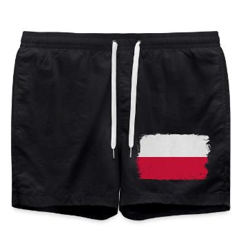 Polish Flag Brush Style - Swim Trunks - black - Front - AI Model Male 185 light (185cm)