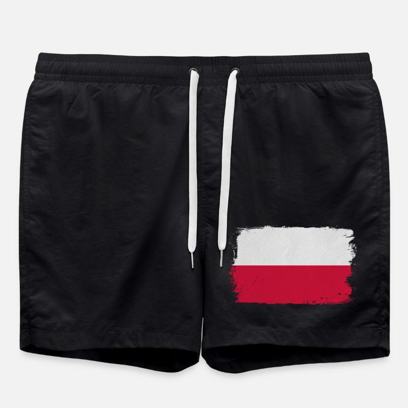 Polnische Flagge Pinselstil - Badeshorts - Schwarz