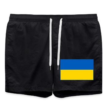 Ukraine Flagge blaue Umriss - Badeshorts - Schwarz - Vorne - AI Model Male 185 light (185cm)