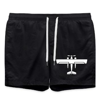Old Airplane Icon Flyer Flying Icon Graphic - Swim Trunks - black - Front - AI Model Male 185 light (185cm)