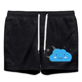 Nuage kawaii et ciel étoilé - Short de bain - noir - Devant - AI Model Male 185 light (185cm)