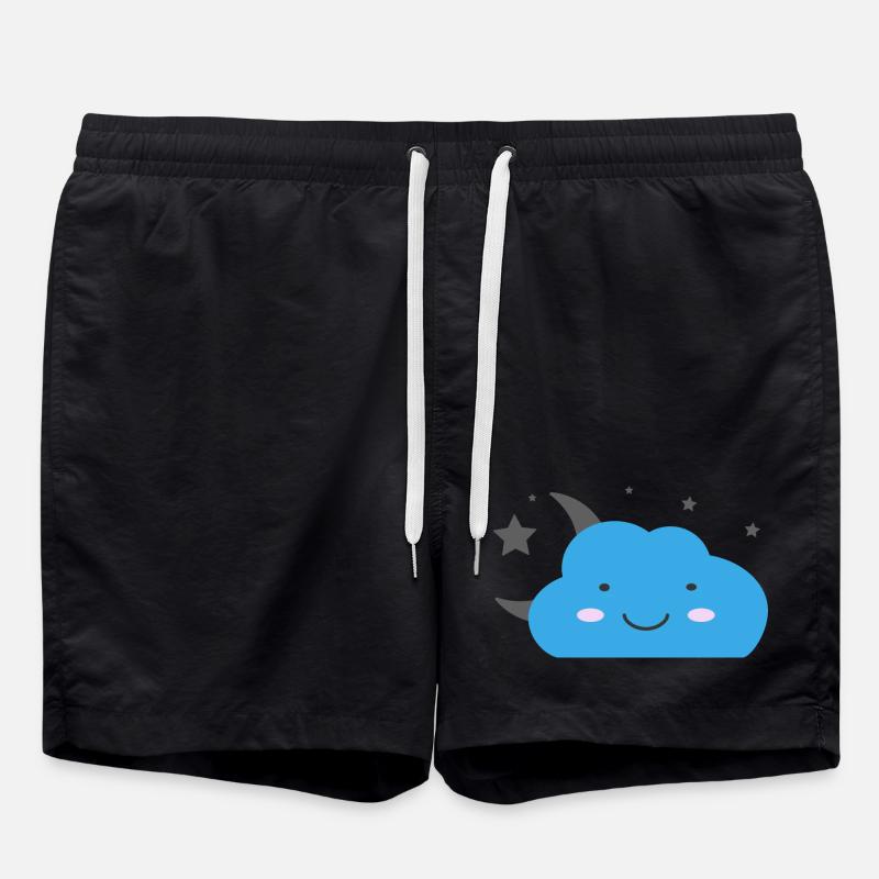 Nuage kawaii et ciel étoilé - Short de bain - noir