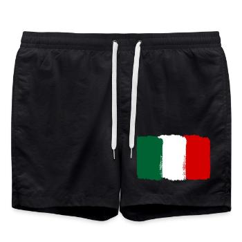Italy flag used look - Swim Trunks - black - Front - AI Model Male 185 light (185cm)
