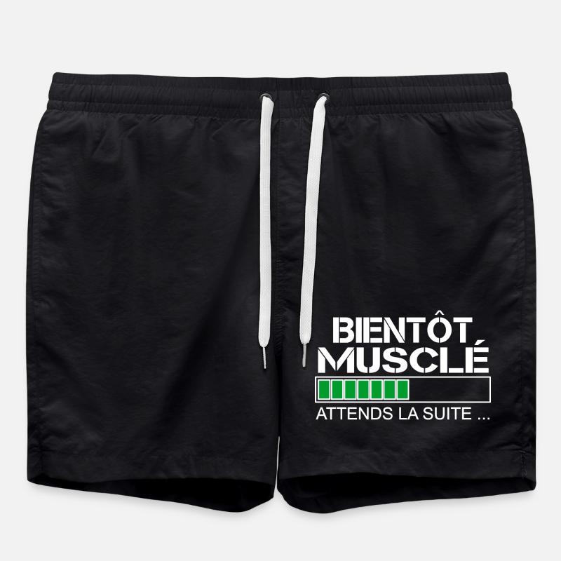 Bientot musclé (blanc et vert) - Short de bain - noir