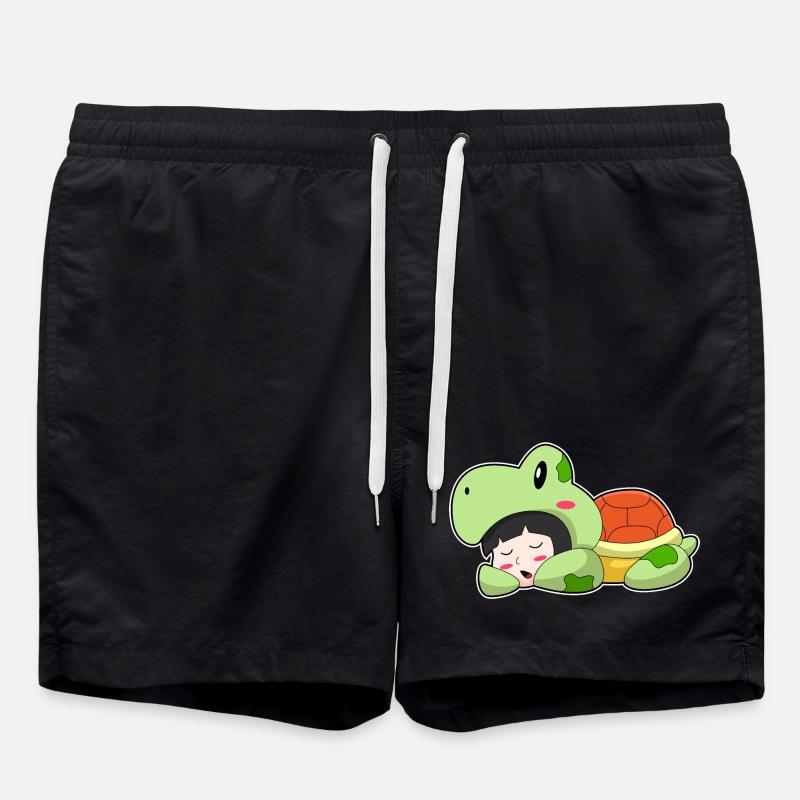 Schildkröte Schlafen - Badeshorts - Schwarz
