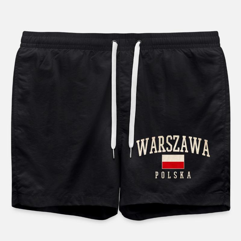 Varsovie Pologne Drapeau Style - Short de bain - noir