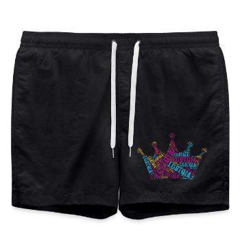 LGBTQIA+ Crown Word Cloud Lgbt Gay Pride T-Shirt - Swim Trunks - black - Front - AI Model Male 185 light (185cm)