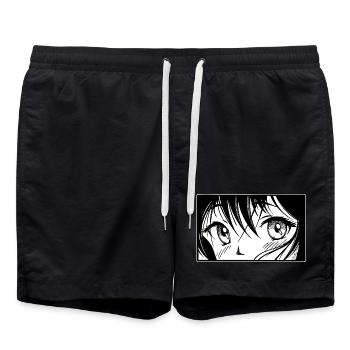 Comic Anime Manga Japanese Cartoon Animation - Swim Trunks - black - Front - AI Model Male 185 light (185cm)
