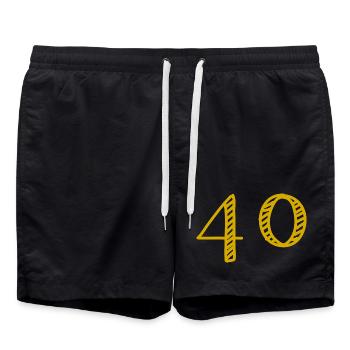 40. 40 ANS. 40e ANNIVERSAIRE. ANNIVERSAIRE 40 ANS. - Short de bain - noir - Devant - AI Model Male 185 light (185cm)