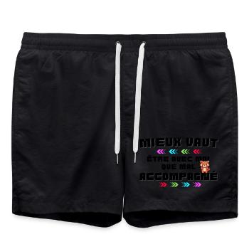 Panda Arc-en Ciel et Flèches - Short de bain - noir - Devant - AI Model Male 185 light (185cm)