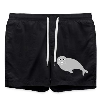 Sceaux, phoques, phoques, phoques animaux - Short de bain - noir - Devant - AI Model Male 185 light (185cm)