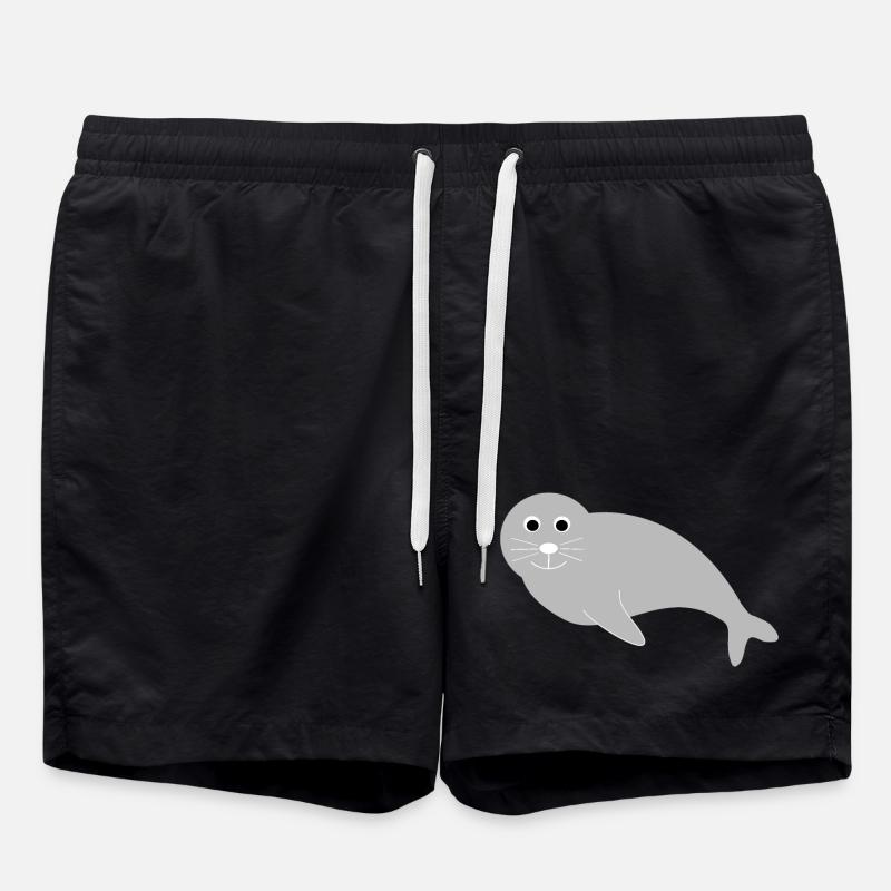 Seals, seals, seals, seals animals - Swim Trunks - black