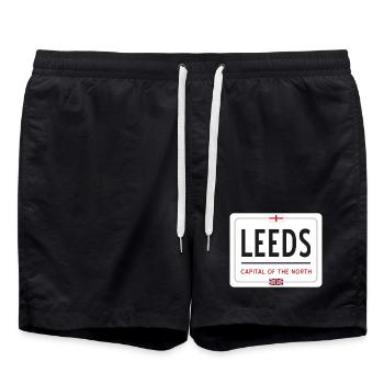 Panneau de la ville de Leeds - Short de bain - noir - Devant - AI Model Male 185 light (185cm)