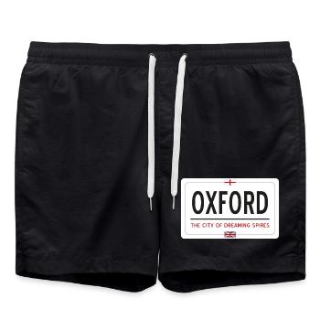 Panneau de la ville d’Oxford - Short de bain - noir - Devant - AI Model Male 185 light (185cm)