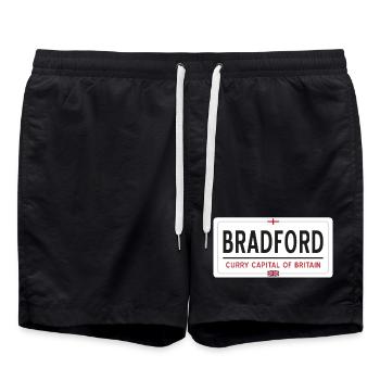 Bradford town sign - Swim Trunks - black - Front - AI Model Male 185 light (185cm)