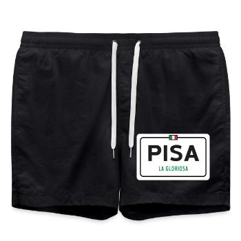 Panneau de la ville de Pise - Short de bain - noir - Devant - AI Model Male 185 light (185cm)