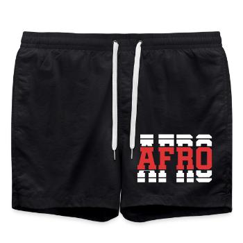 t-shirt afro t-shirt gift idea stacked text - Swim Trunks - black - Front - AI Model Male 185 light (185cm)