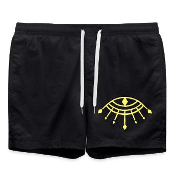 Oeil d'Horus jaune - Short de bain - noir - Devant - AI Model Male 185 light (185cm)