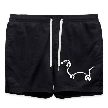 Sketch of the White Dog - Swim Trunks - black - Front - AI Model Male 185 light (185cm)